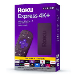 Roku Express 4K+ Upgrade Your Streaming with Roku Express 4K/HDR & Voice Remote | Enjoy Free Live TV